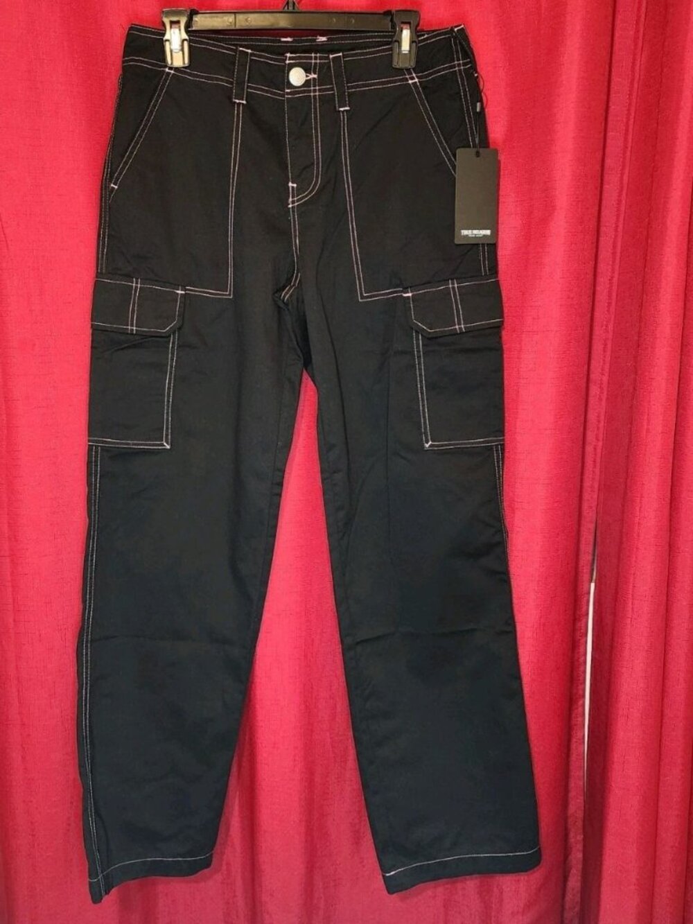 True Religion Women's Cargo Pants Jet Black Size 28